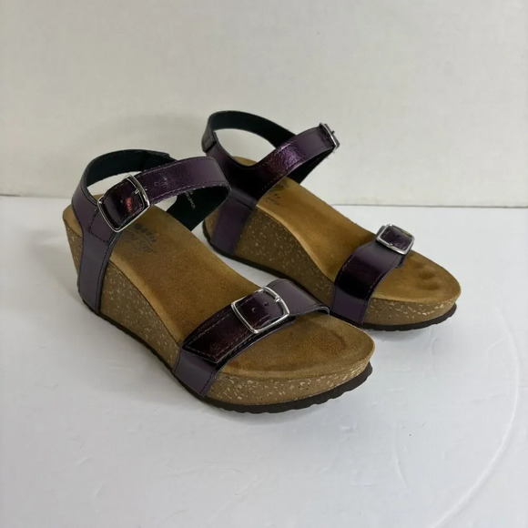 Spring Step Women’s Metallic Purple Cork Wedge Strappy Sandal Size‎ 36 (5.5) - Picture 1 of 7